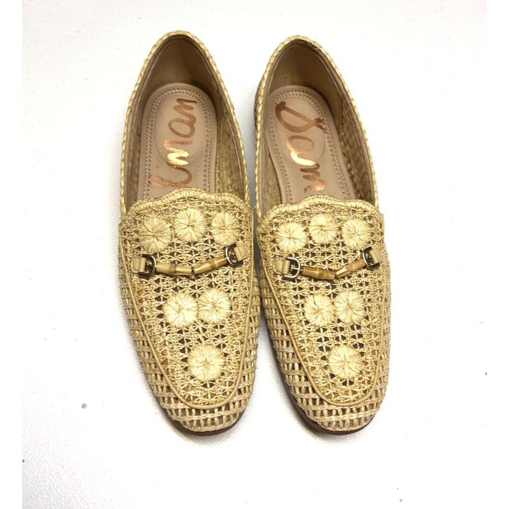 Sam Edelman Women's Lowell Natural Raffia Bamboo Bit Loafers Women’s Size 11 M